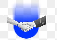 Robot png shaking hands with businessman, transparent background