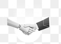 Robot png shaking hands with businessman, transparent background