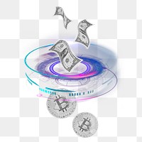 Cryptocurrency trading png sticker, finance technology remix, transparent background