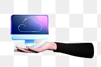 Cloud storage png sticker, technology remix, transparent background