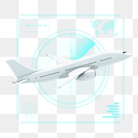 Radar scanning airplane png, technology remix, transparent background