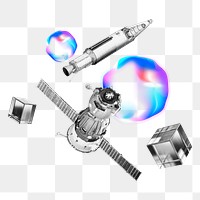 Space satellite png sticker, transparent background