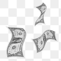 Falling dollar bills png sticker, money photo, transparent background