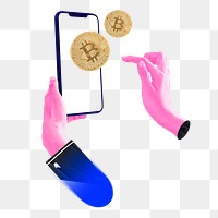 Cryptocurrency trading png sticker, finance technology remix, transparent background