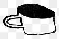 Coffee mug png sticker, object doodle, transparent background