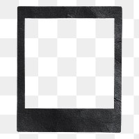 Black instant film png frame, transparent background