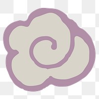 Purple cloud png sticker, traditional Chinese graphic, transparent background