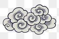 Japanese oriental cloud png sticker, traditional weather graphic, transparent background