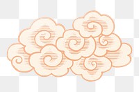 Japanese oriental cloud png sticker, traditional weather graphic, transparent background