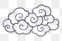 Black oriental cloud png sticker, traditional weather line art, transparent background