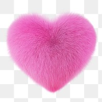 Furry pink heart png sticker, 3D Valentine's graphic, transparent background