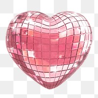 Pink disco heart png sticker, 3D Valentine's graphic, transparent background