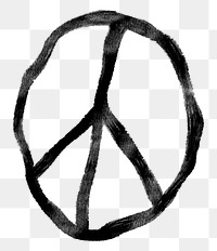 Distorted peace png symbol doodle, transparent background