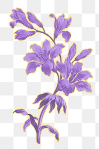 Purple flower png botanical sticker, transparent background, remixed by rawpixel