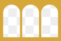 Gold arch windows png frame, transparent background