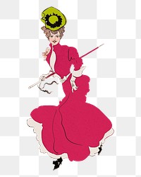 Victorian woman png pink dress sticker, vintage fashion illustration  on transparent background, remixed by rawpixel