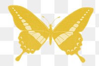 Yellow butterfly png animal sticker, transparent background, remixed by rawpixel