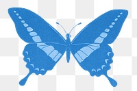 Blue butterfly png animal sticker, transparent background, remixed by rawpixel