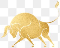 Gold Taurus  png Alphonse Mucha’s zodiac sign, sticker famous Art Nouveau artwork, transparent background, remixed by rawpixel