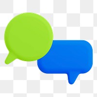 3D speech bubbles png sticker, communication graphic, transparent background