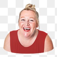 Woman laughing png sticker, transparent background