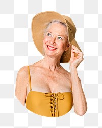 Png senior in swimsuit sticker, transparent background