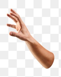 Hand reaching png sticker, transparent background