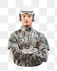 Png VR military officer sticker, transparent background