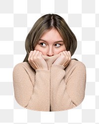 Cold woman png sticker, transparent background