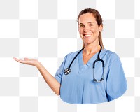 Png doctor presentation gesture sticker, transparent background