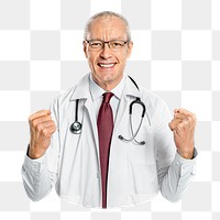 Encouraging doctor png sticker, transparent background