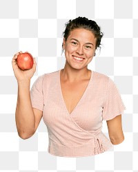 Eating apple png sticker, transparent background