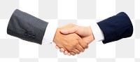 Businessmen shaking hands png sticker, transparent background