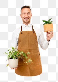 Png plant shop owner sticker, transparent background