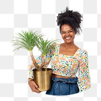 Png plant lady sticker, transparent background