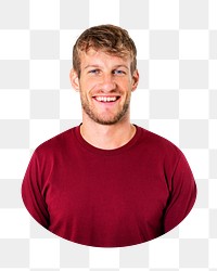 Png cheerful European man sticker, transparent background