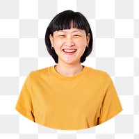 Png cheerful Asian woman sticker, transparent background