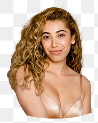 Curly hair woman png, transparent background
