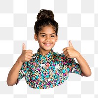 Png girl thumbs up sticker, transparent background