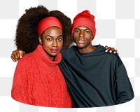 Png African American couple sticker, transparent background