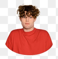 Confused man png sticker, transparent background