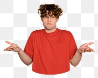 Confused man png sticker, transparent background