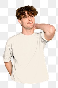 Handsome man png sticker with curly hair, transparent background