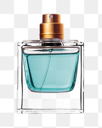 Blue perfume bottle png sticker, transparent background 