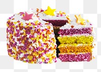 Colorful birthday cake png sticker, transparent background