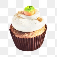 Carrot cupcake  png sticker, transparent background 