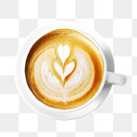 Latte art png sticker, transparent background 