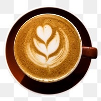 Latte art coffee png sticker, transparent background 