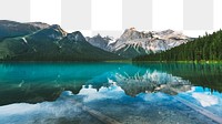 Lake mountain png border, serene nature image, transparent background