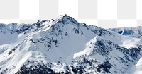 Mountain peak png border, nature winter image, transparent background